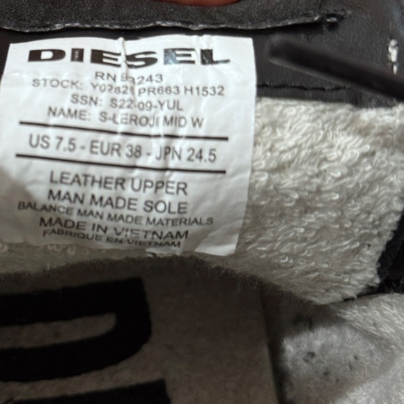 Diesel S-Leroji Mid W Womens Black Leather Lifestyle Sneakers Shoes In Sz. 7.5 - Picture 7 of 17